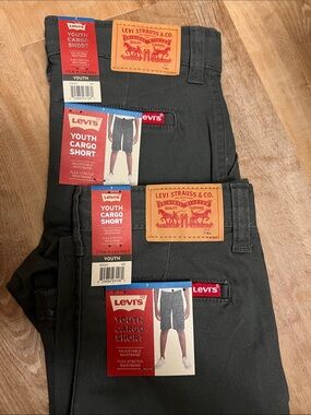 Levi's Charcoal Gray Youth Cargo Shorts with Red Tab